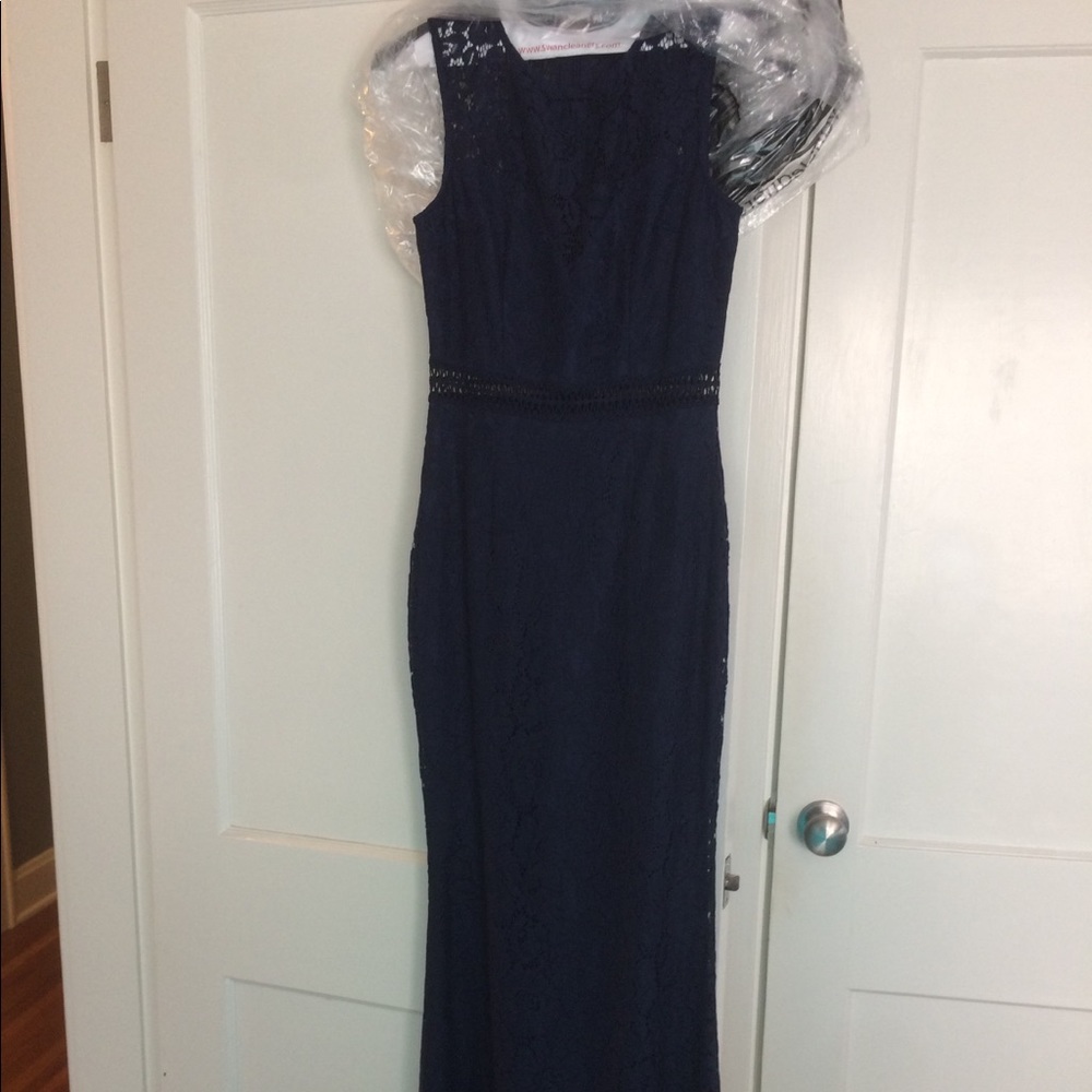 Lulus  NAVY BLUE LACE MAXI DRESS
